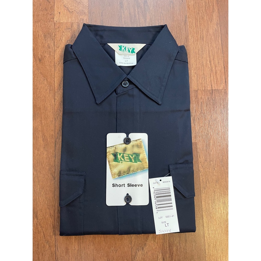 Key Industries Mens Short Sleeve Work Shirt Navy Blue Button Down 5551.41 LT New